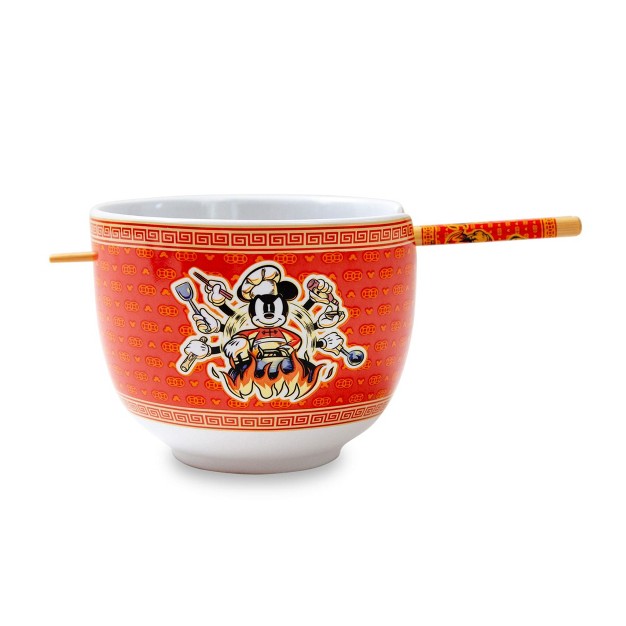 Silver Buffalo Disney Mickey Mouse Wild Wok 20 ounce Ramen Bowl And Chopstick Set