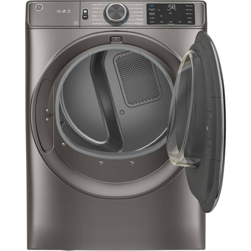 GE 7.8 cu. ft. Smart Front Load Electric Dryer in Satin Nickel with Steam and Sanitize Cycle ENERGY STAR GFD65ESPNSN