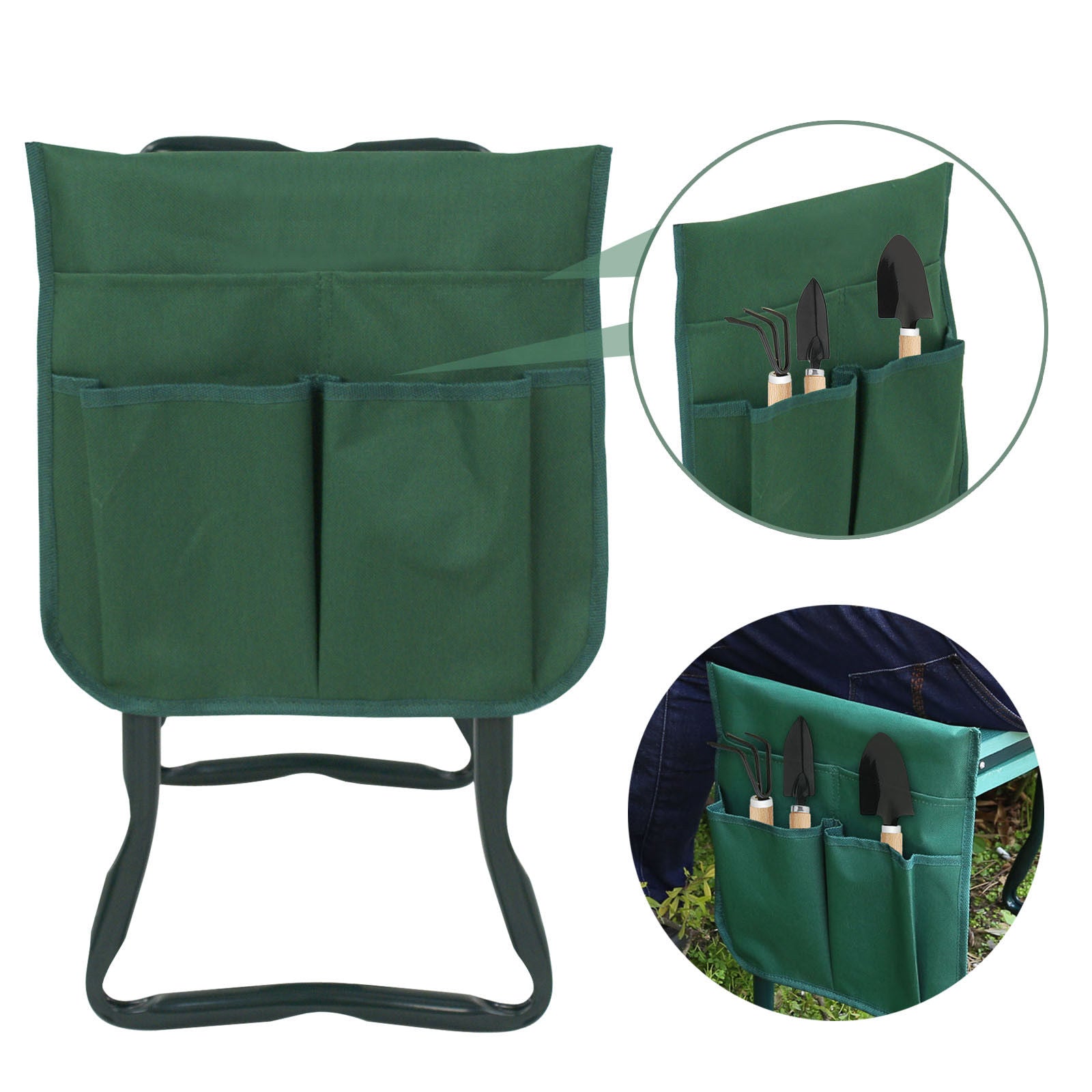 ZENSTYLE 2 Pack Folding Garden Kneeler Bench Kneeling Soft Eva Pad Seat with Stool Pouch