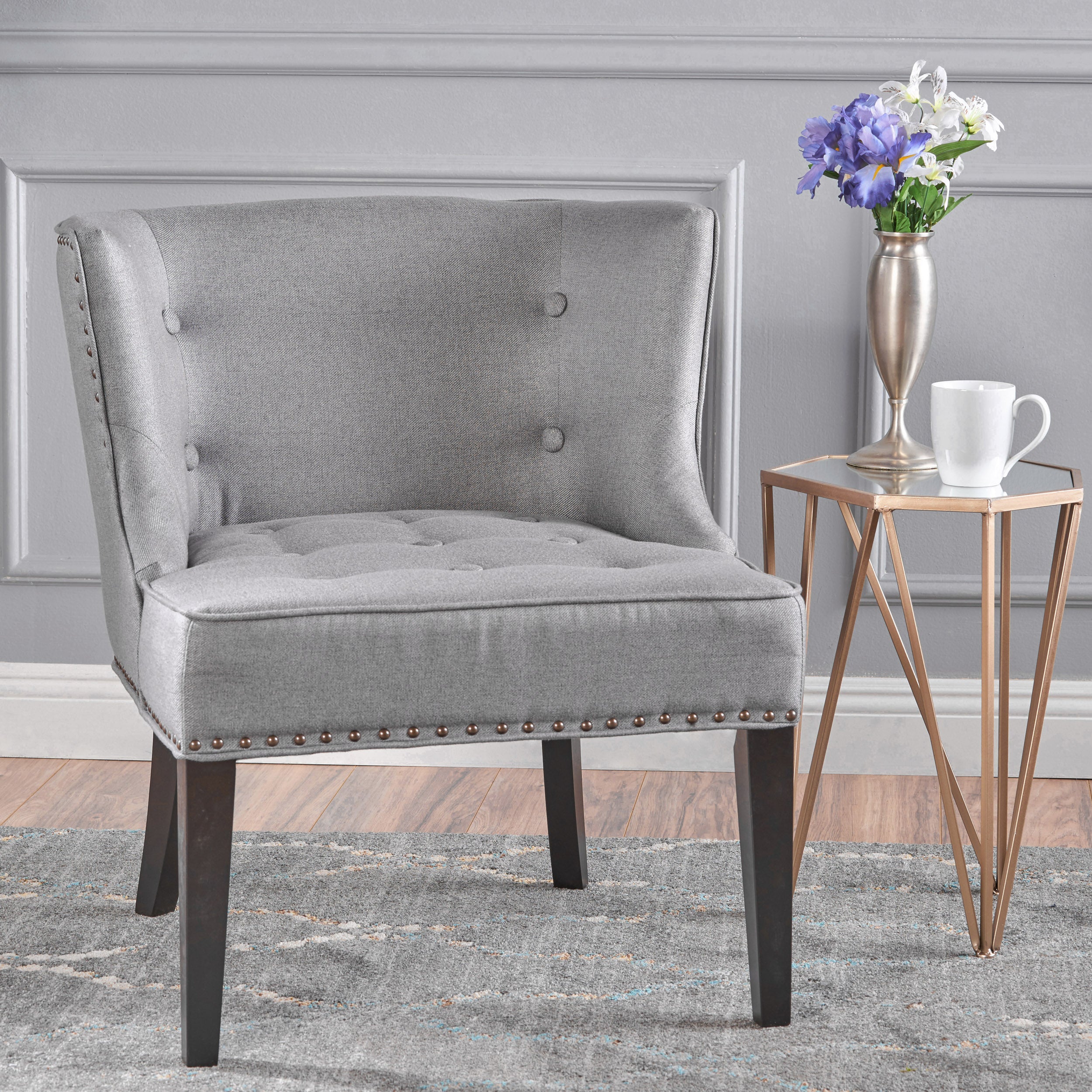 Adelina Contemporary Upholstered Accent Chair with Nailhead Trim