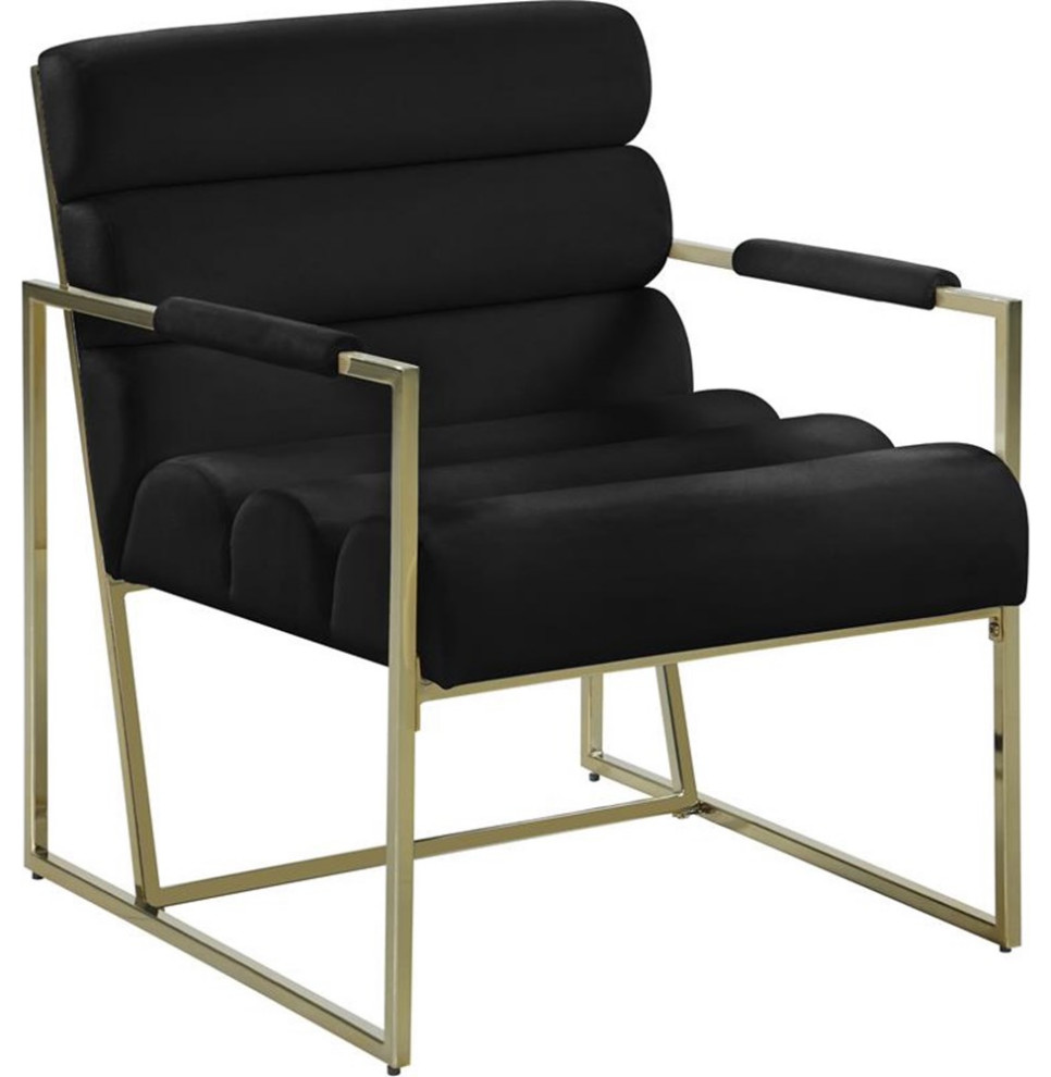 Home Square Zayne Black Velvet Accent Chair with Gold Iron Frame   Set of 2   Contemporary   Armchairs And Accent Chairs   by Homesquare  Houzz