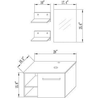 Puluomis 28 in. W x 19 in. D x 28 in. H Single Sink Bath Vanity in Black with Black Solid Top and Mirror USBA20079+US-HW1124