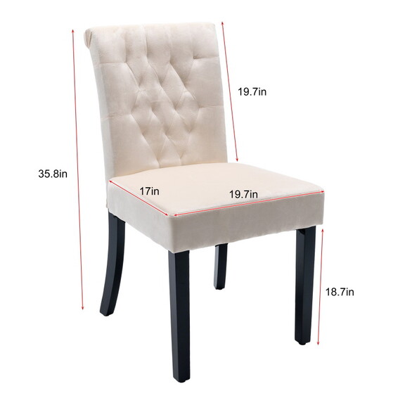 Velvet Dining Chair Set Tufted Heigh Back with Sol...