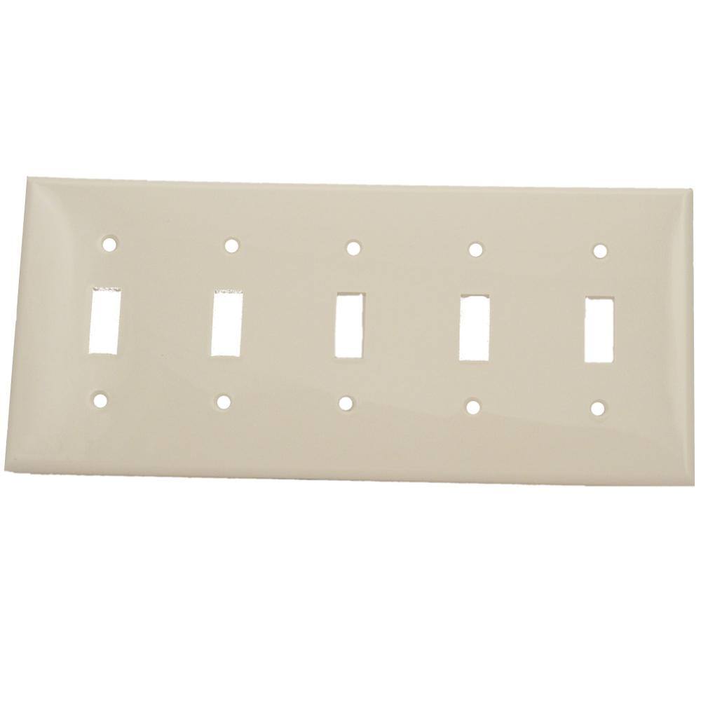 Leviton White 5-Gang Toggle Wall Plate (1-Pack) 80723-W