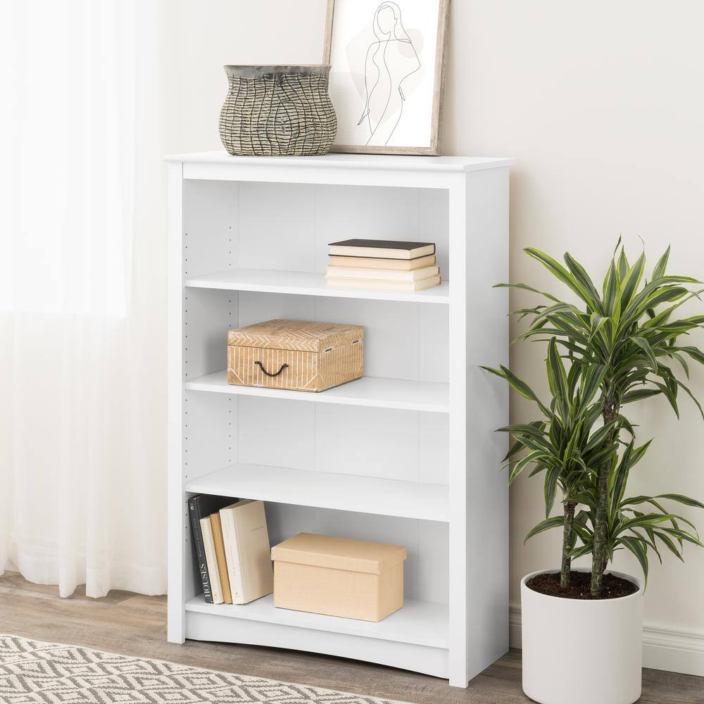 Prepac Home Office 31.5 in. in Wide White 4-Shelf Standard Bookcase WDL-3248