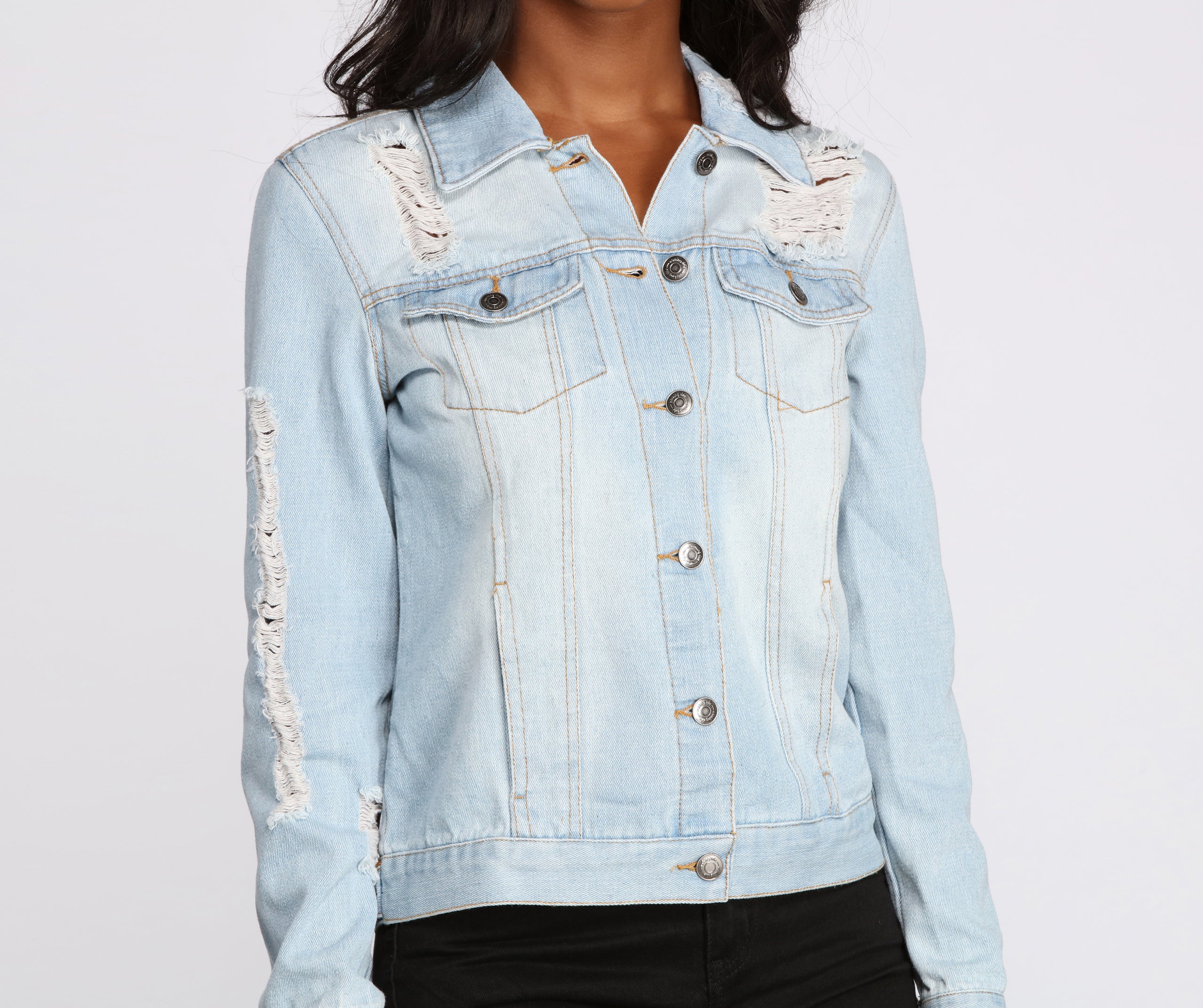 Edgy Distressed Denim Jacket