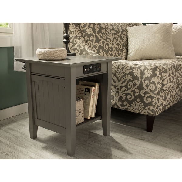 Nantucket Solid Wood End Table with USB Charger Set of 2