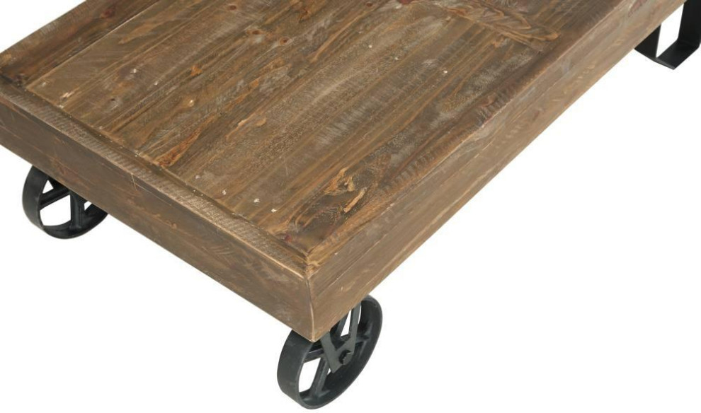 Crafters and Weavers Harding Reclaimed Wood Industrial Cart Coffee Table   Industrial   Coffee Tables   by Crafters and Weavers  Houzz