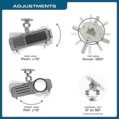 QualGear QGPM002WHTS Projector Ceiling Mount Accessory