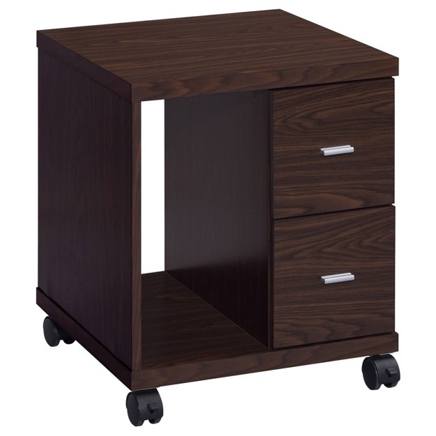 Russell 2 Drawer Mobile Cpu Stand With Caster Wheels Brown Oak Coaster