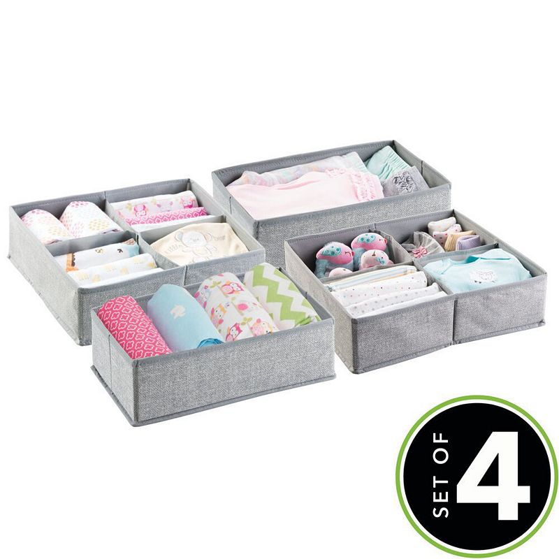 mDesign Kids Fabric Dresser Drawer and Closet Storage Organizer， Set of 4