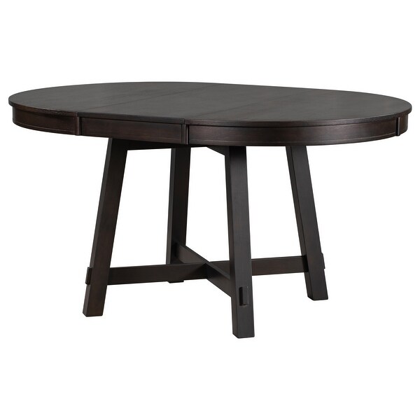 2.4in Legs Modern Style Farmhouse Round Adjustable Length Dining Table with 16