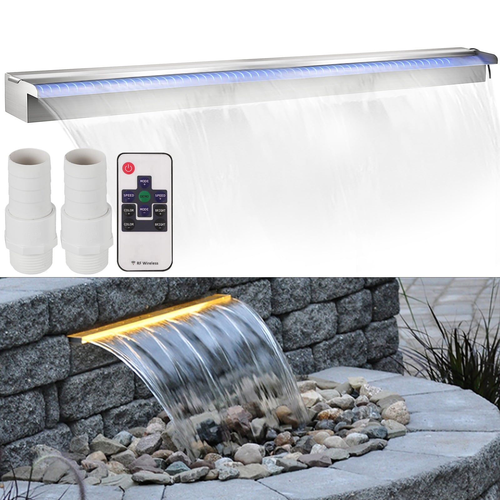 VEVORbrand Pool Fountain Stainless Steel Pool Waterfall 59.4