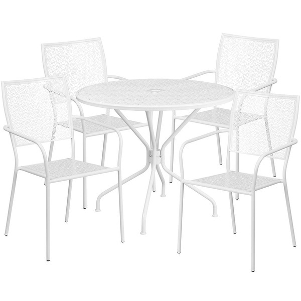 Steel 5piece 35.25inch Round IndoorOutdoor Dining Set