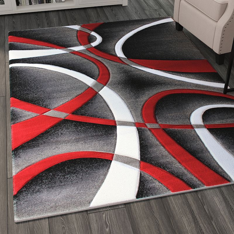 Masada Rugs Masada Rugs Sophia Collection 5'x7' Modern Contemporary Hand Sculpted Area Rug in Red