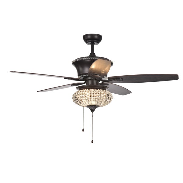 Vasilisa 52-Inch 5-Blade Ceiling Fan Crystal Shade Brown Finish (2 Color Option Blades) Shopping - The Best Deals on Ceiling Fans | 25505004