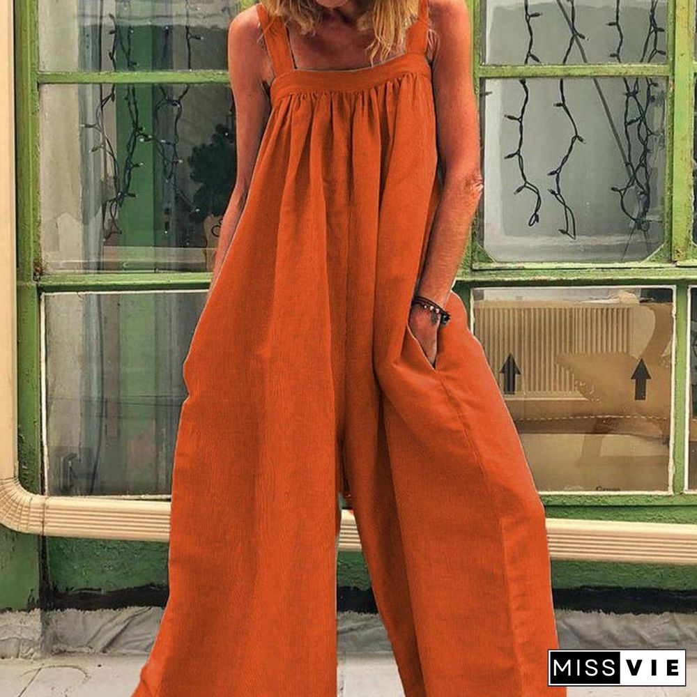 Loose Pure Color Jumpsuits