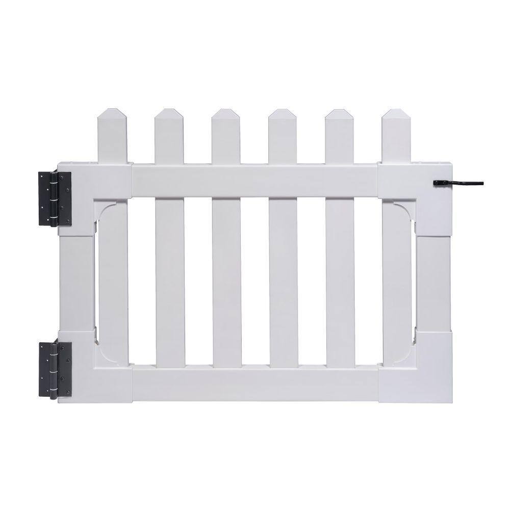 Zippity Outdoor Products 3-12 ft. x 2-58 ft. Newport Vinyl Picket Fence Gate with Stainless Steel Hardware ZP19004