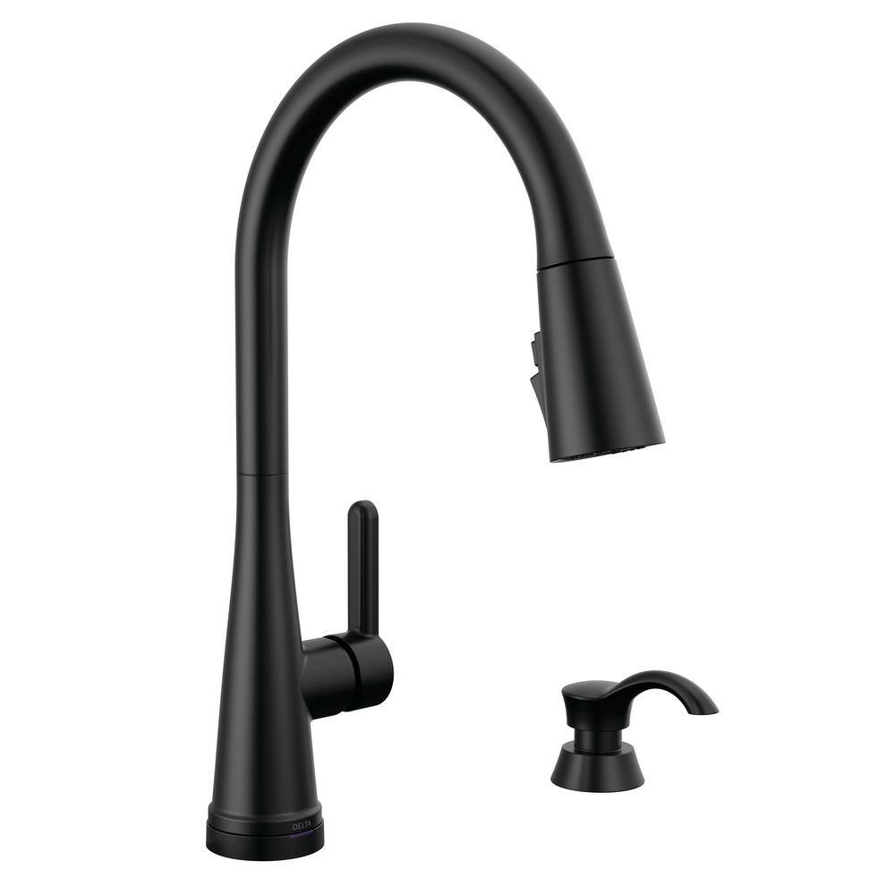 Delta Greydon Single-Handle Pull Down Sprayer Kitchen Faucet with Touch2O and ShieldSpray Technology in Matte Black 19826TZ-BLSD-DST