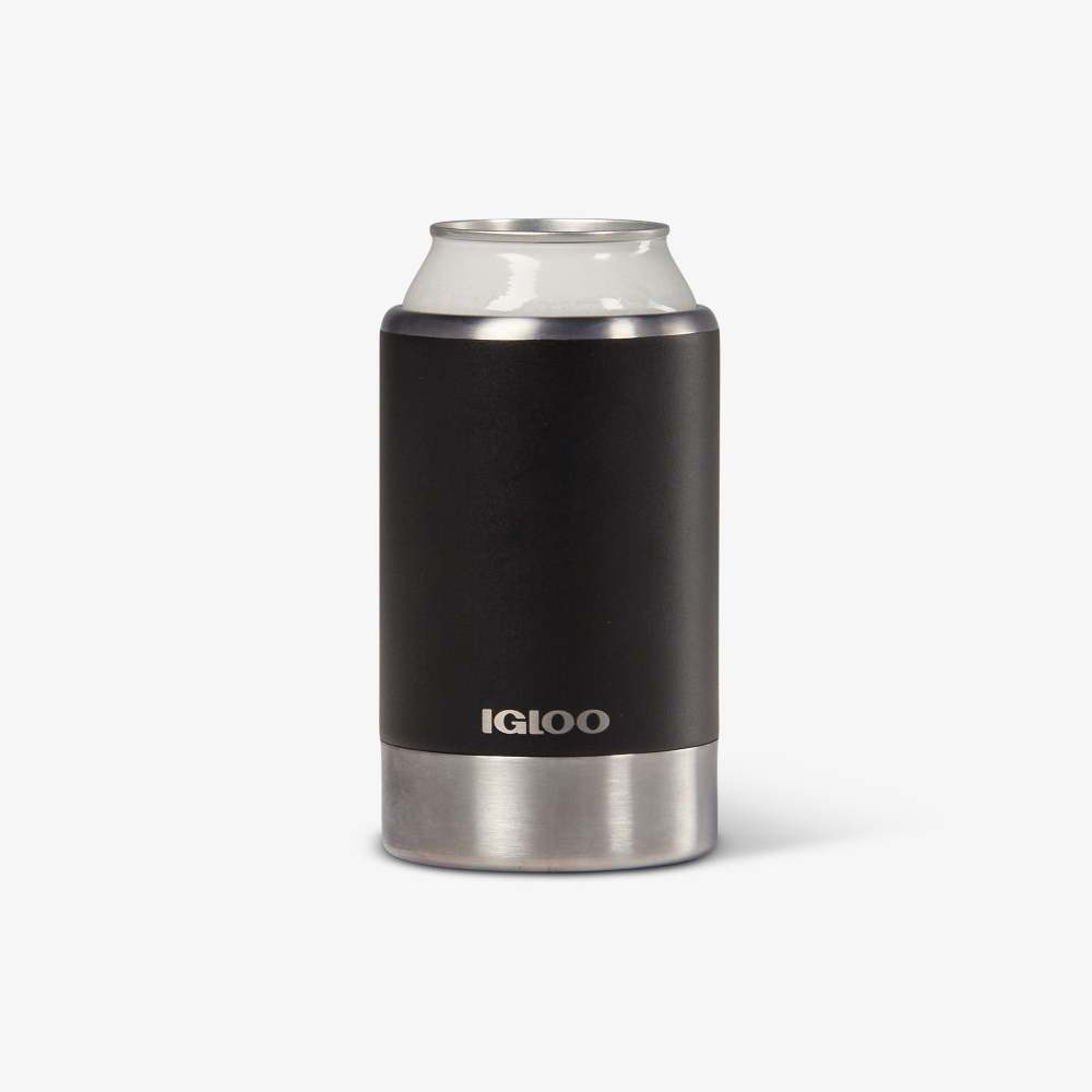 Igloo Coolmate Can Cooler Reusable Stainless Steel Black 12oz