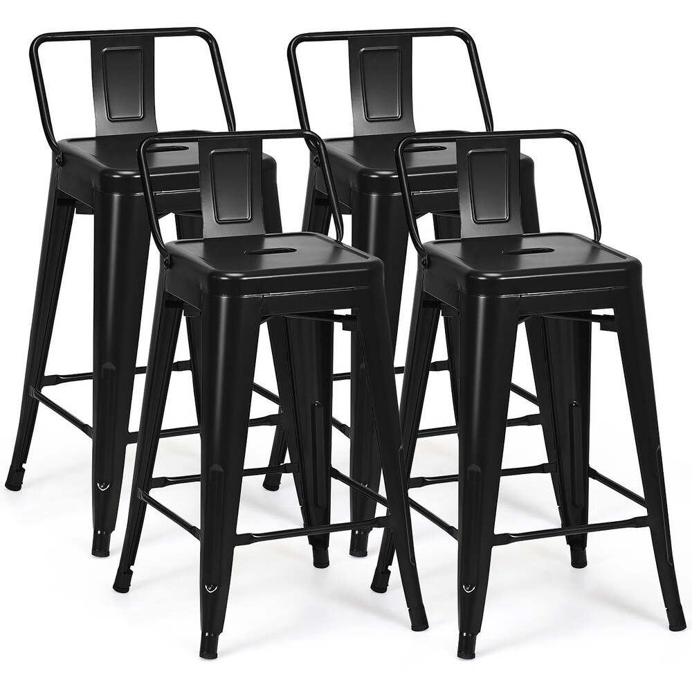 Set of 4 Metal Bar stools Cafe Side Chairs Industrial Bar Stools