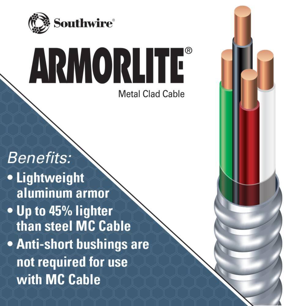 Southwire 103 x 125 ft. Solid CU MC (Metal Clad) Armorlite Cable 68584205