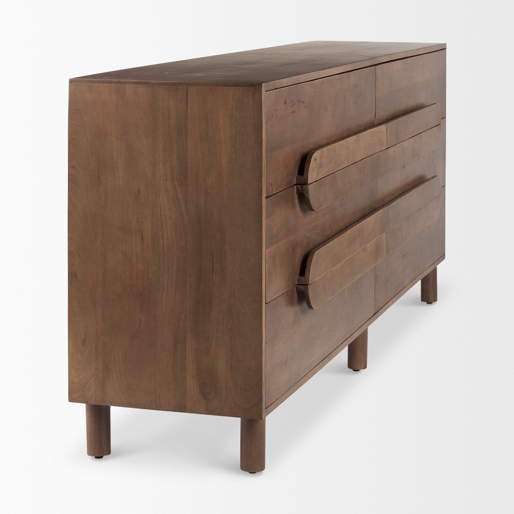 Astrid Medium Brown Solid Mango Wood 6 Drawer Sideboard   74.3L x19.8W x 29.5H