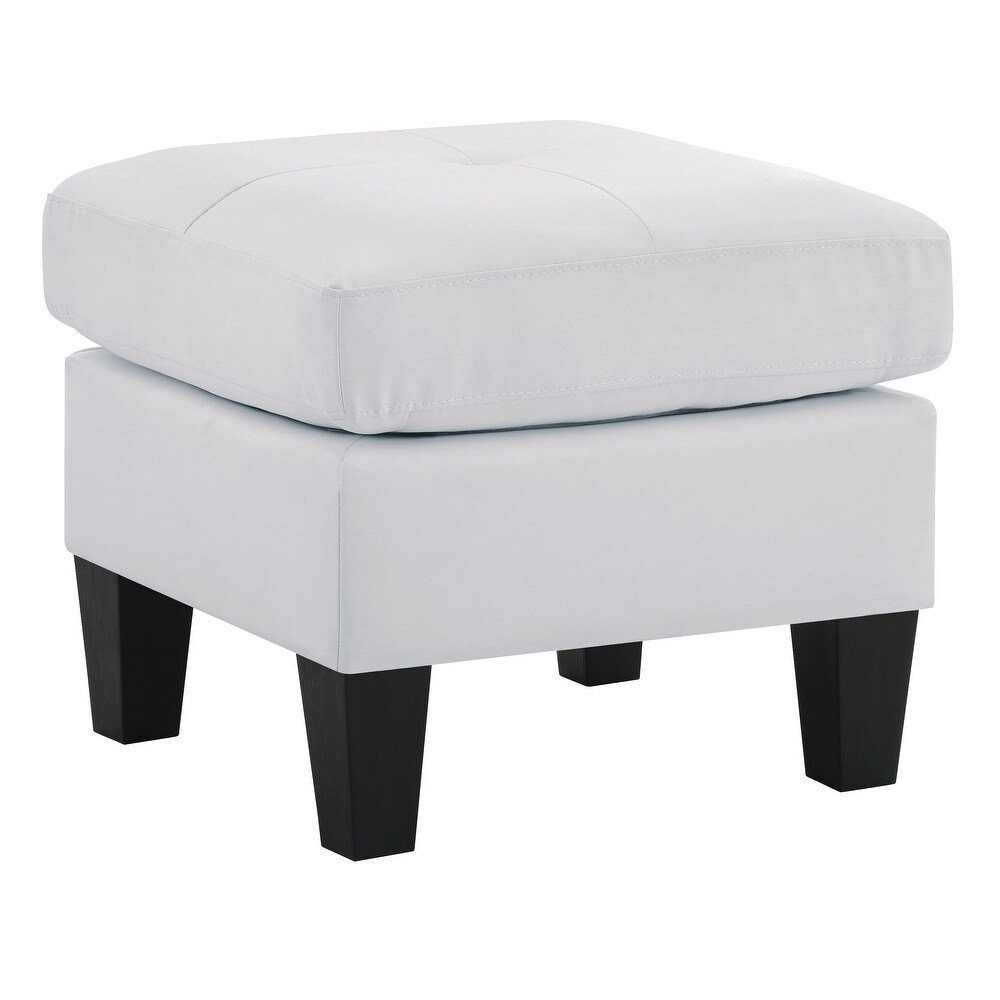 Small Faux Leather Square Ottoman