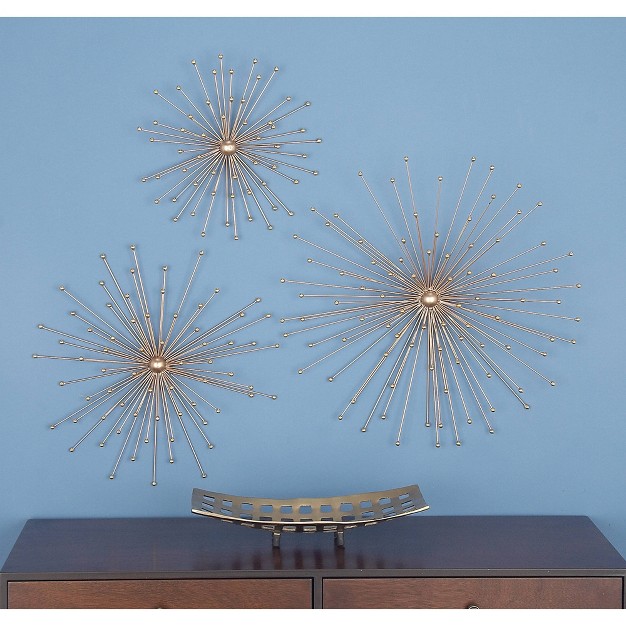 Metal Starburst 3d Wall Decor Set Of 3 Gold Olivia amp May