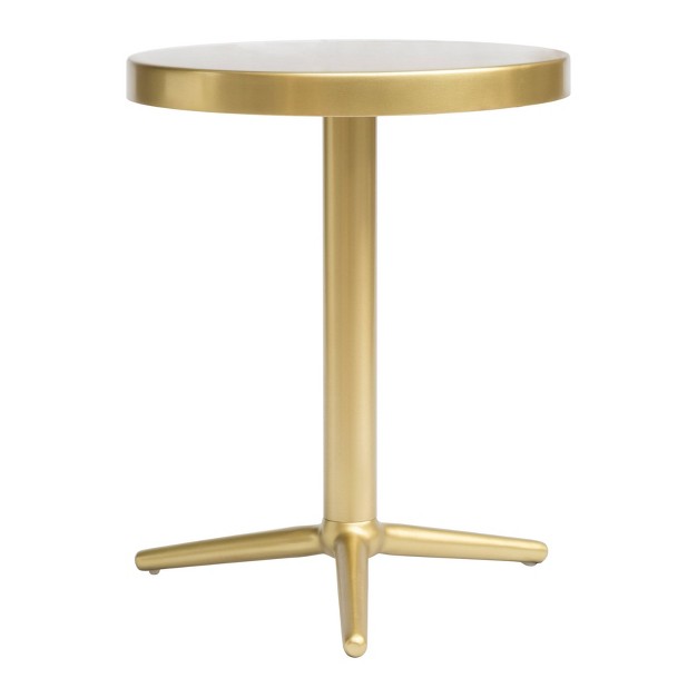 Modern Round Pedestal Accent Table Brass Zm Home