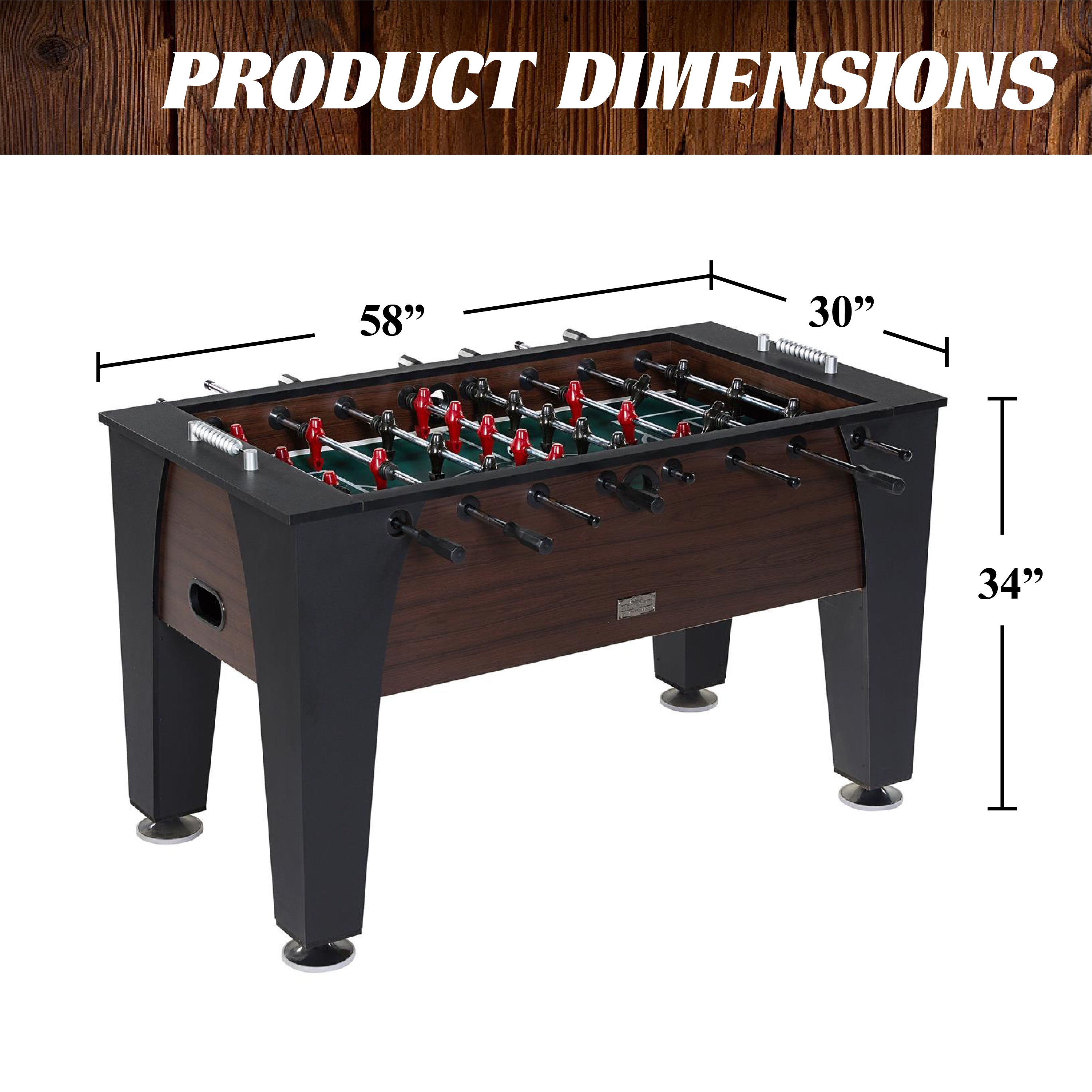 Barrington 58" Richmond Foosball Soccer Table, Accessories Included, Brown/Black