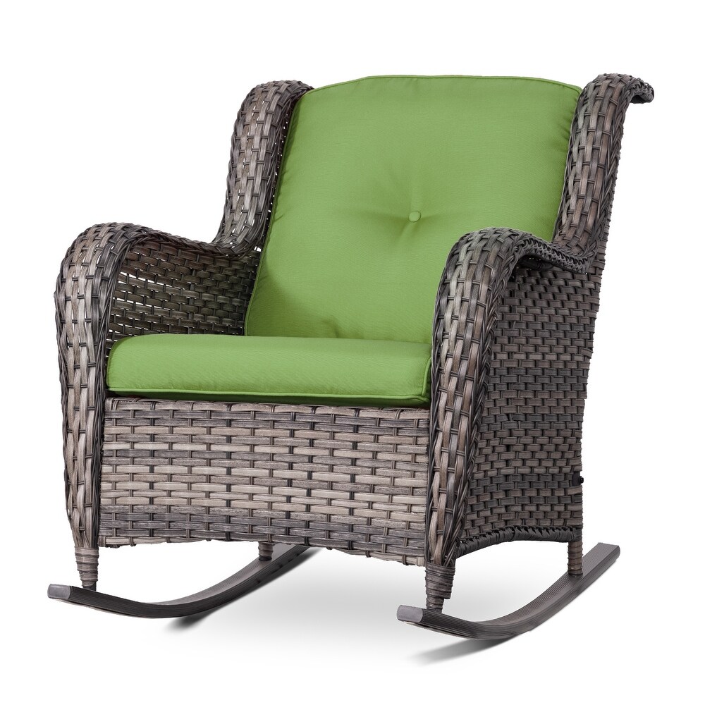 Cozywor Outdoor Wicker Rattan Swivel Rocking Chair