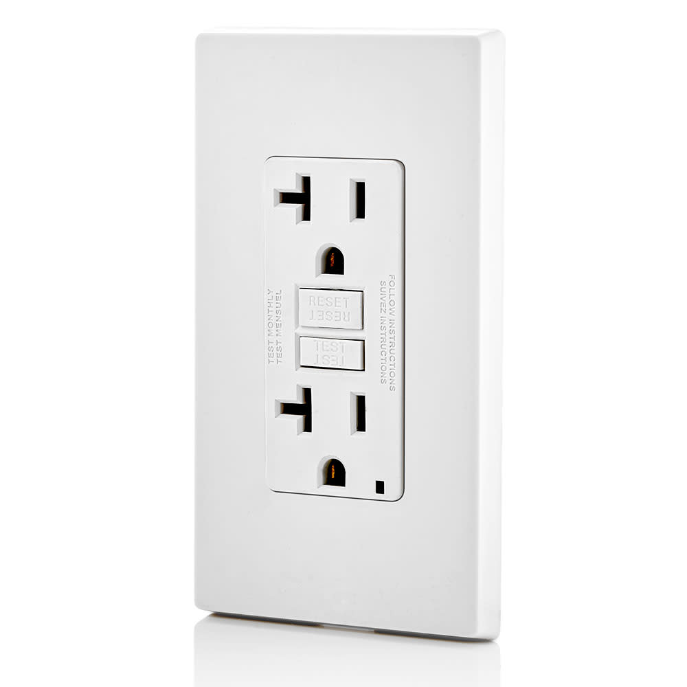 Leviton SmartlockPro GFCI Outlet 20A 125V White NEMA 5-20R ;