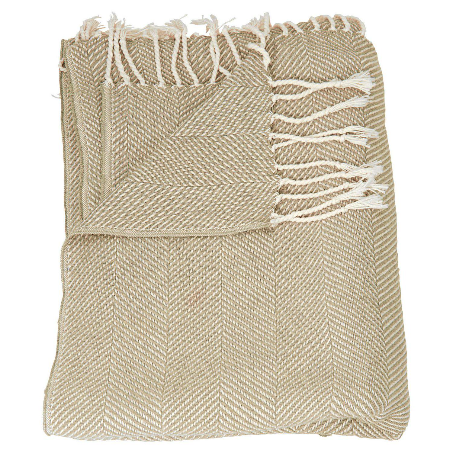 Nourison Organic Cotton Throw Blanket 50  x 70  Beige  Crowdfused