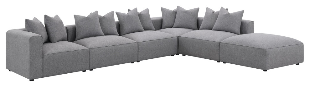 Jennifer Square Upholstered Ottoman Grey   Modern   Footstools And Ottomans   by Modon  Houzz