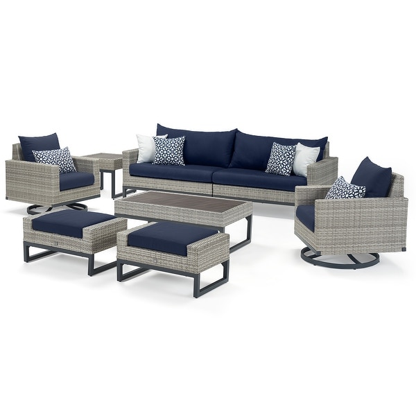 Milo Gray 8 Piece Sunbrella Outdoor Patio Motion Seating Set