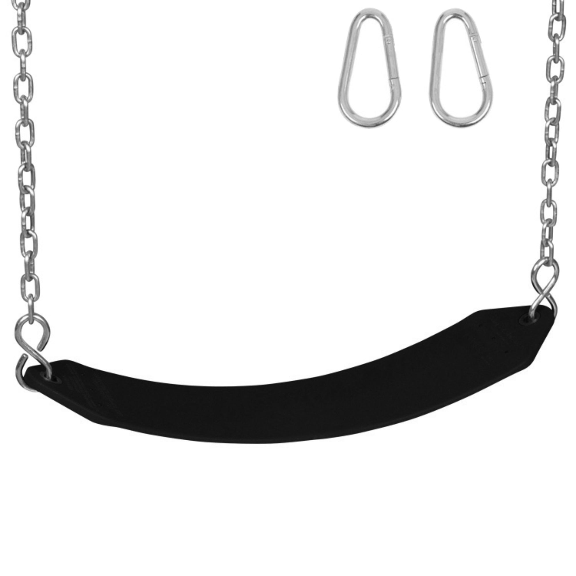 Swing Set Stuff Inc. Residential Belt Seat (Black) with 5.5 Ft. Uncoated Chains and Hooks