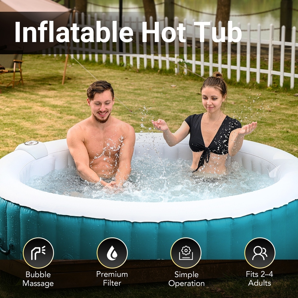 CO Z Round Inflatable Hot Tub  4 Person Blow Up Portable Hot Tub