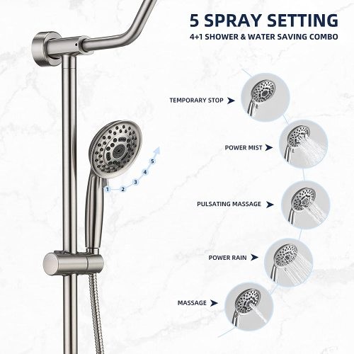 Shower System with Rain Showerhead  5 Function Han...