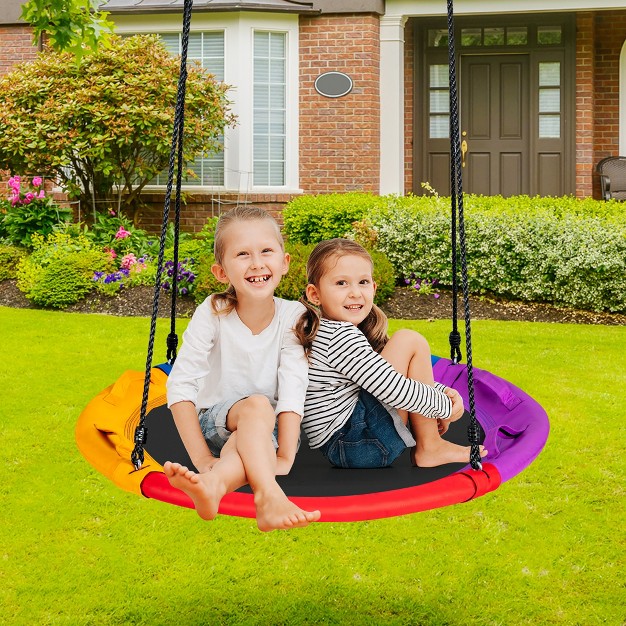 Costway 40 x27 x27 Saucer Tree Swing Outdoor Round Platform Swing W Pillow amp Handle