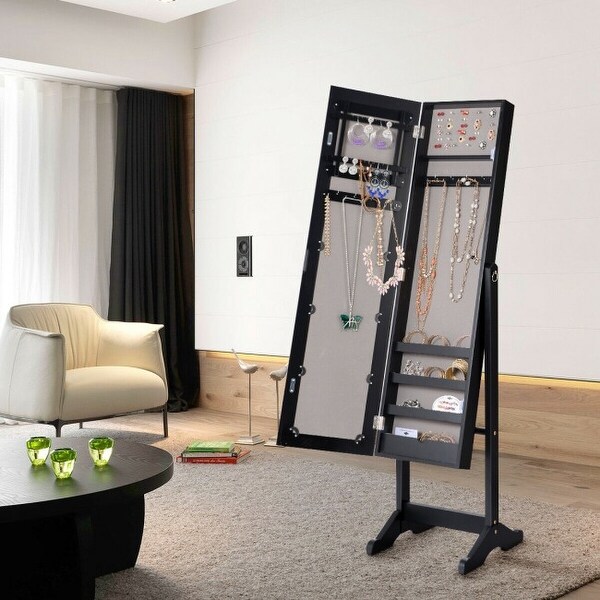 Mirrored Standing Jewelry Cabinet Storage Box - 13