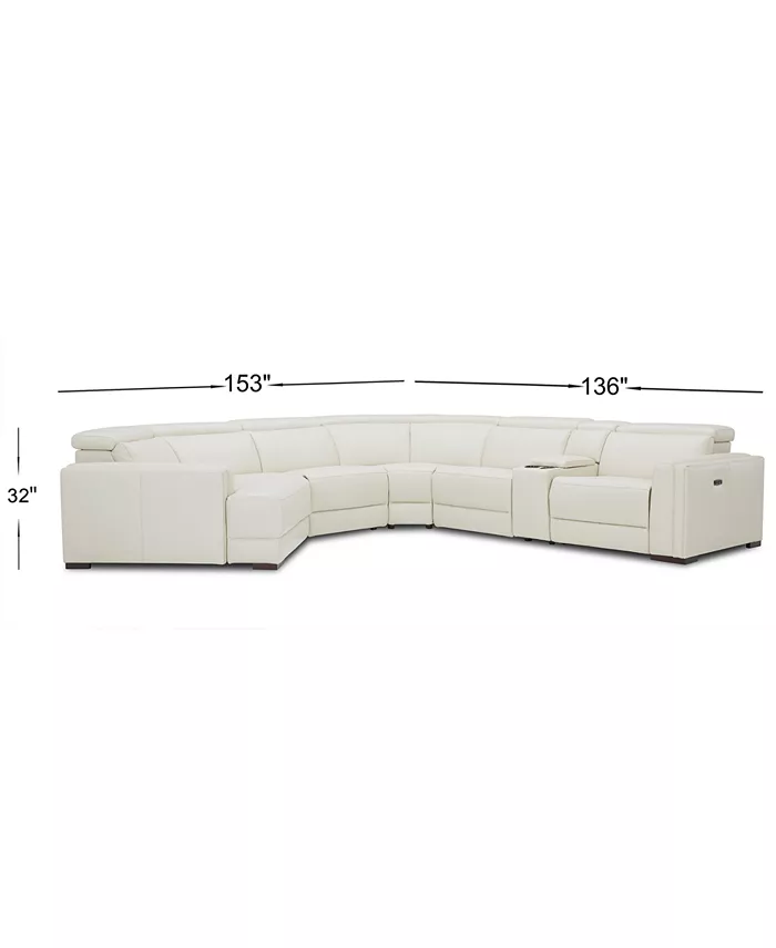 Furniture Jenneth 6-Pc. Leather Sofa with 2 Power Motion Recliners and Cuddler