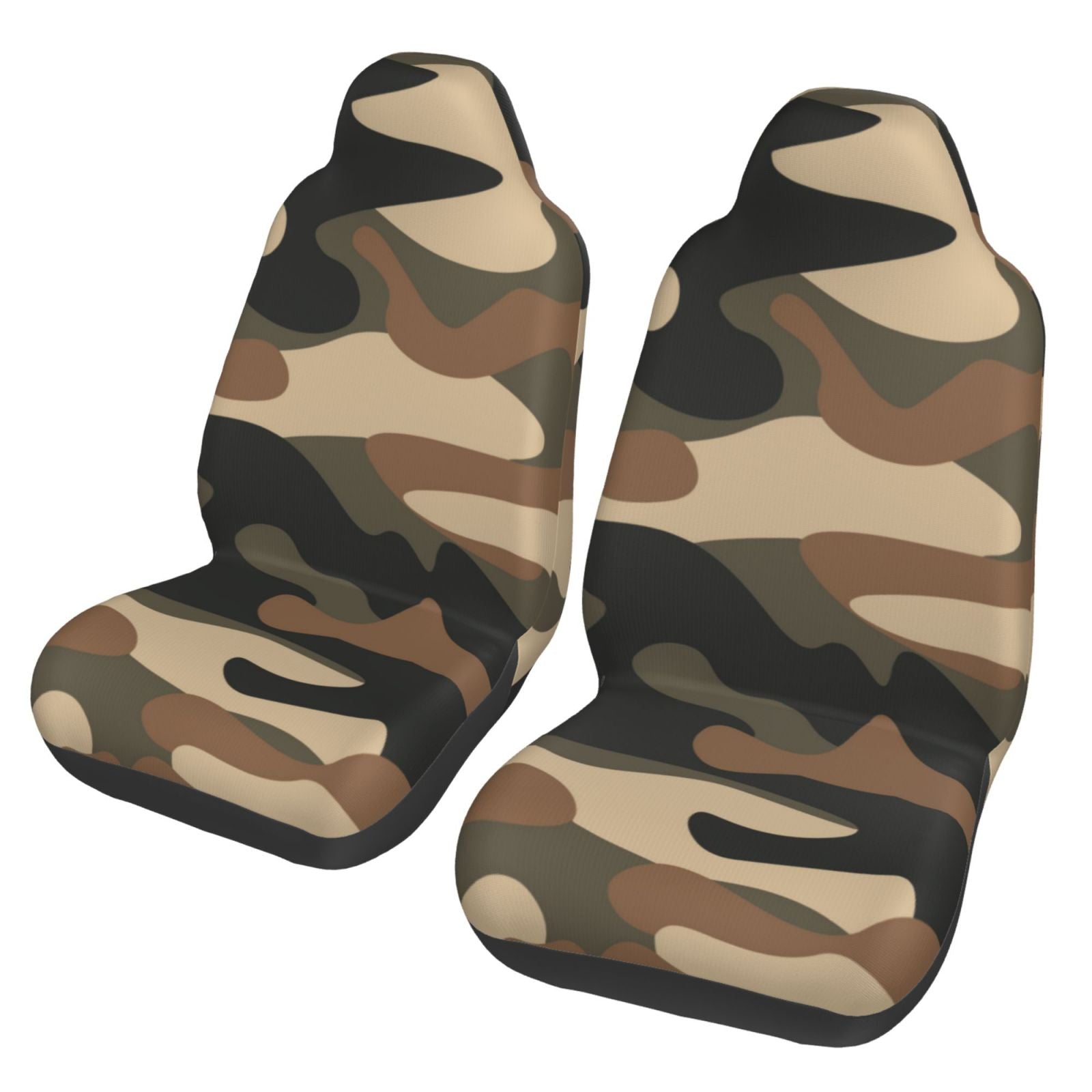 LNWH Car Seat Covers， Brown Camouflage Car Interior Seat Covers - Universal Fit Most Cars， SUV， Trucks， 2pcs Car Seat Protectors