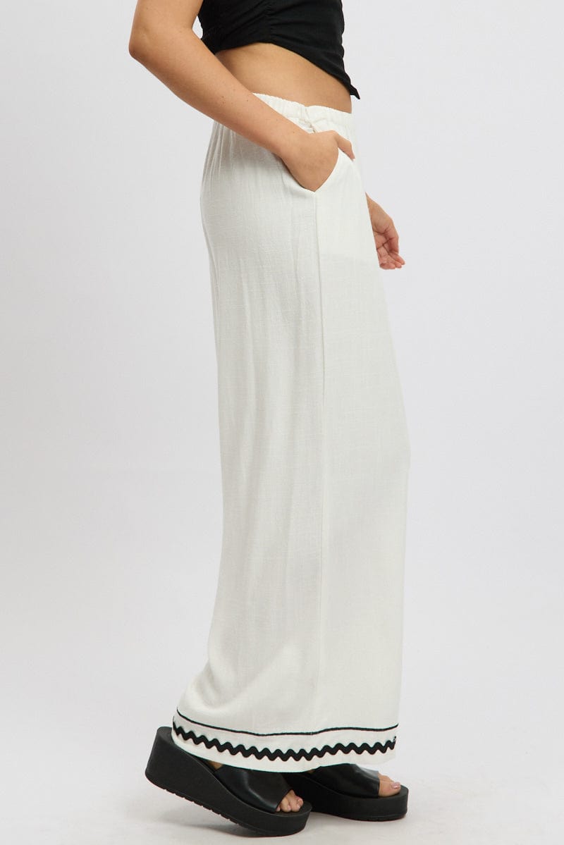White Wide Leg Pants High Rise