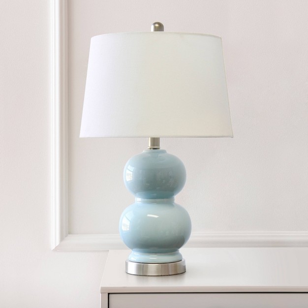 Dual Orb Table Lamp With Fabric Shade Light Blue Lalia Home