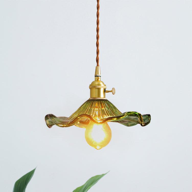 Glass Hibiscus Flower Pendant Light