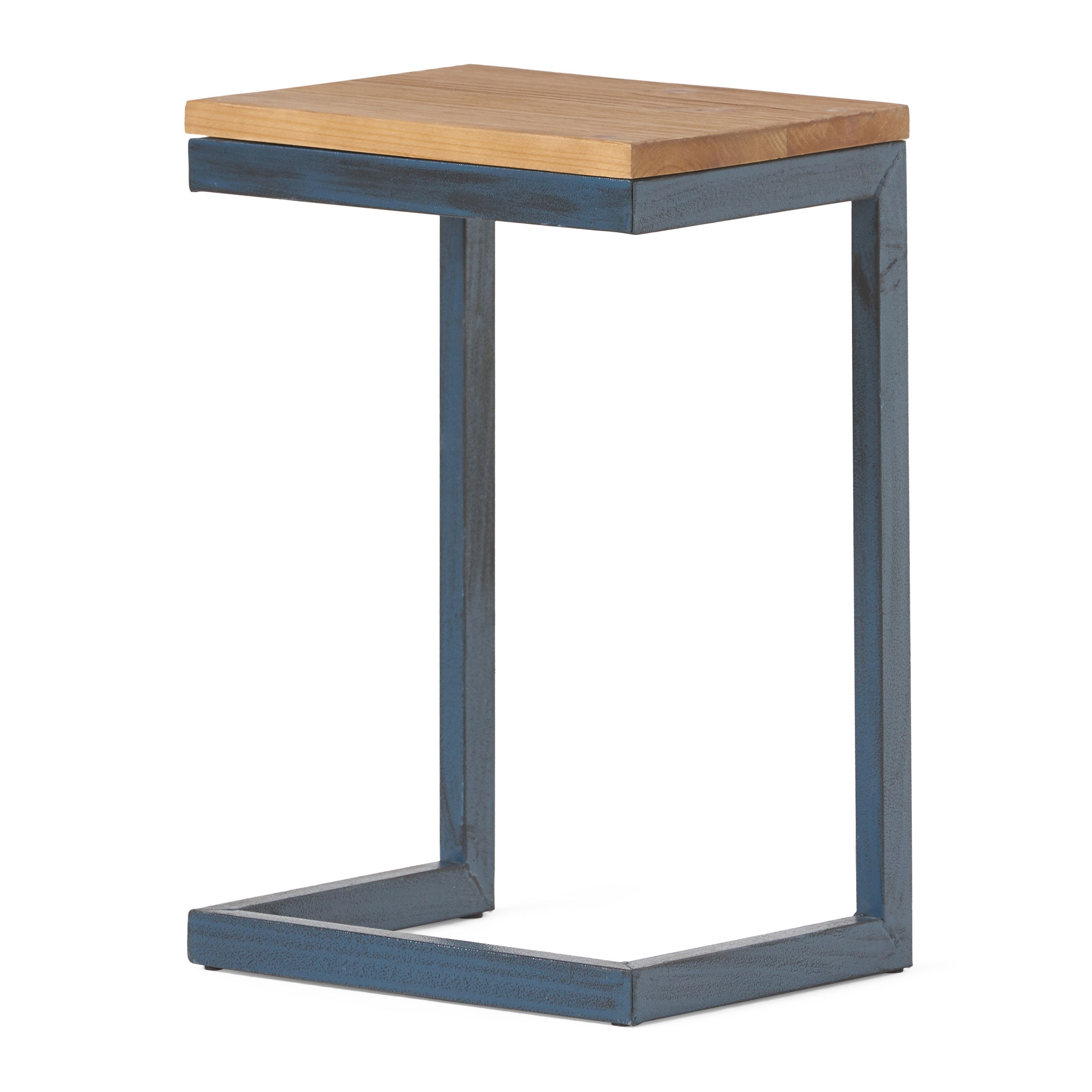 Ramona Modern Industrial Firwood C-Shaped Accent Side Table with Iron Frame