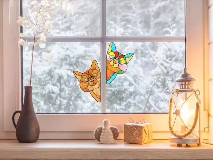 🔥 BIG SALE - 40% OFF🔥🔥Hot Sale-😻Handmade Stain Cat Suncatc