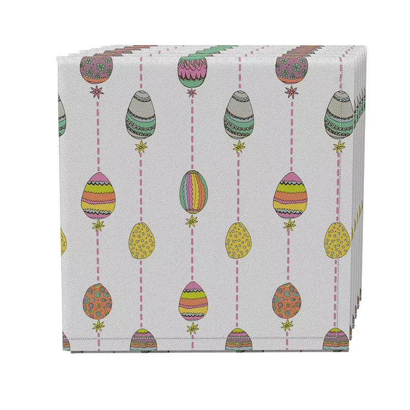 Napkin Set of 4， 100% Cotton， 20x20， Easter Egg Stripe