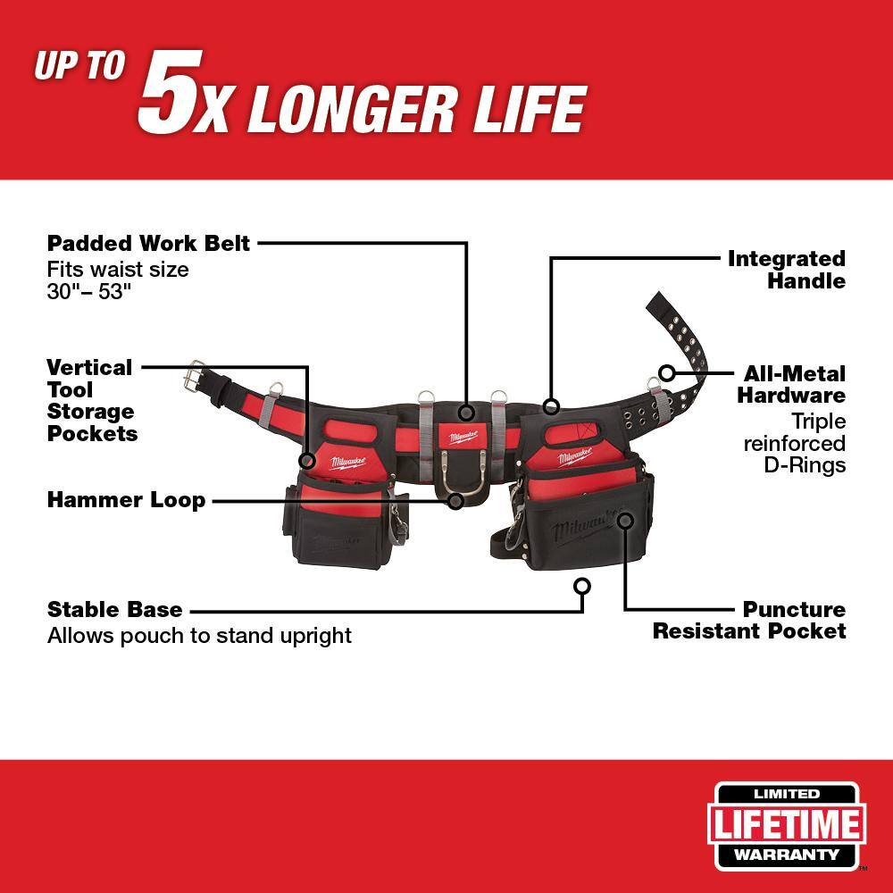 MW Adjustable Electricians Work Belt with 5-in-1 Folding Knife 48-22-8110-48-22-1540